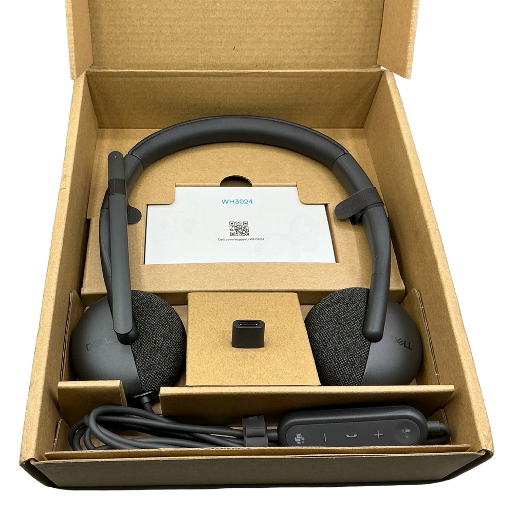 Dell Pro Wired Headset WH3024 Black USB-C Noise Cancelling On-Ear HS2401